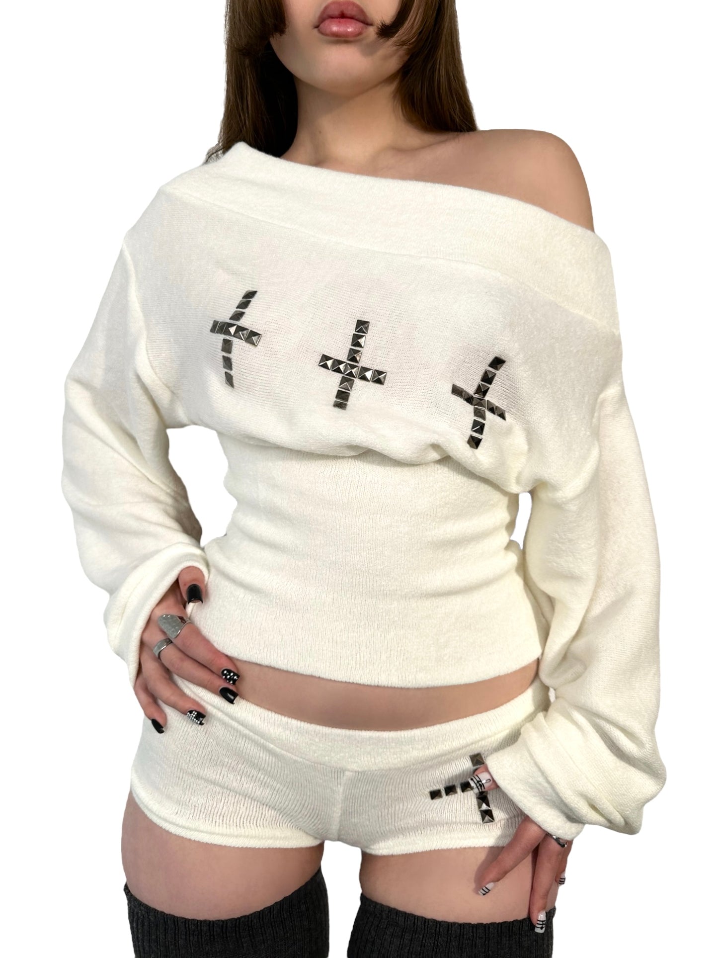 Studded Cross Sweater