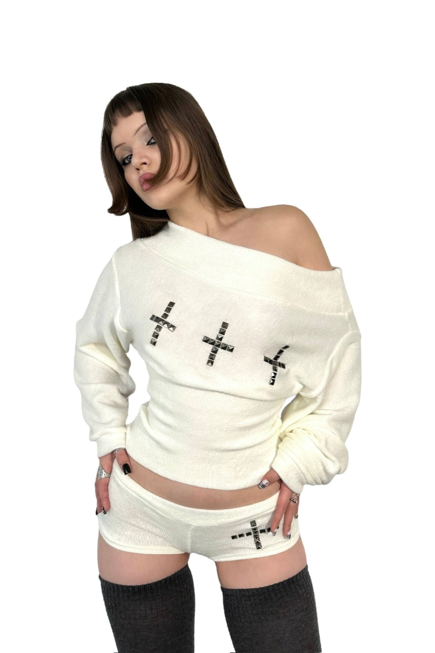 Studded Cross Sweater