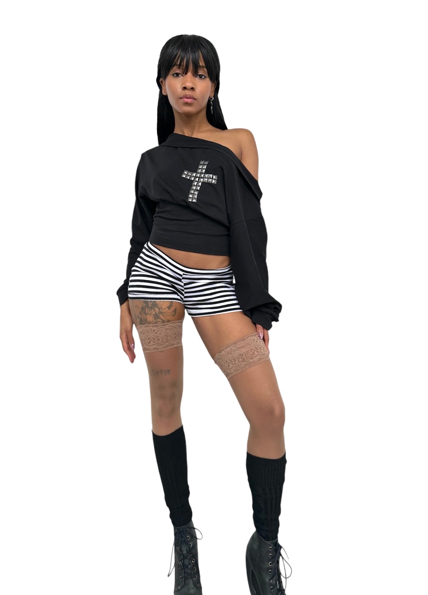 Metallic Cross Top